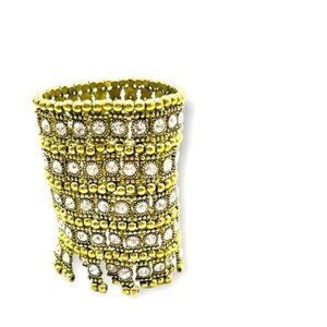 3/$20 SALE 🛒 Wide Cuff Bracelet: Bronze / tone with crystal fit for queen